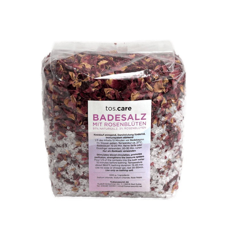 Toscare Badesalz mit Rosenblüten 1kg Tüte